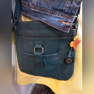 The Sak Teal Blue Pebbled Leather Crossbody Bag